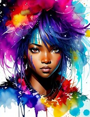Fototapeta premium Beautiful African American girl. (Created with Generative AI technology)