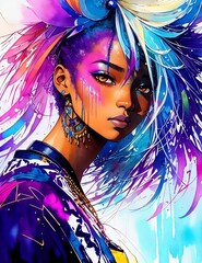 Beautiful African American girl. (Created with Generative AI technology)