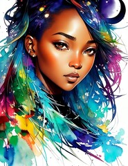 Beautiful African American girl. (Created with Generative AI technology)