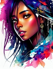 Beautiful African American girl. (Created with Generative AI technology)