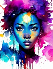 Beautiful African American girl. (Created with Generative AI technology)