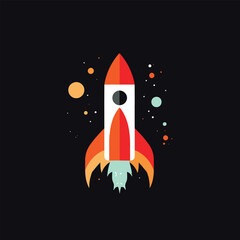 Spacecraft rocket vector cartoon flat style