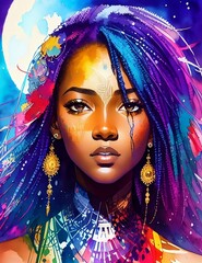 Beautiful African American girl. (Created with Generative AI technology)