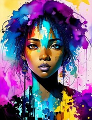 Beautiful African American girl. (Created with Generative AI technology)