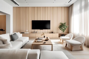 Elegant and Contemporary: Living Room Interior Design with Scandy Dream Series. Generative AI