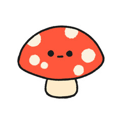 Hand-drawn Cute red mushrooms, Cute vegetable character design in doodle style