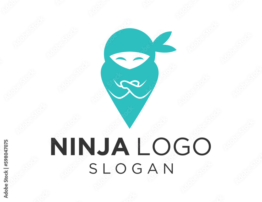 Poster logo design about ninja on a white background. created using the coreldraw application.