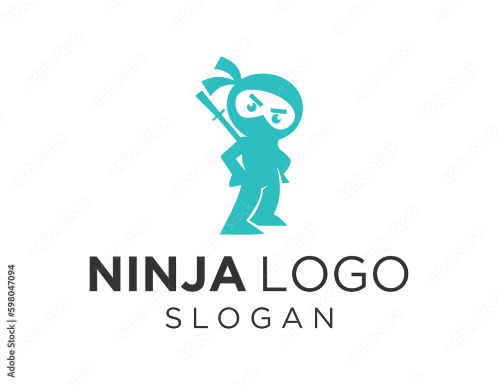 Poster logo design about ninja on a white background. created using the coreldraw application.