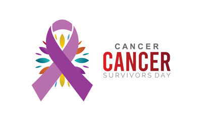 Fototapeta premium National Cancer survivors day is observed every year in June. banner design template Vector illustration background design.