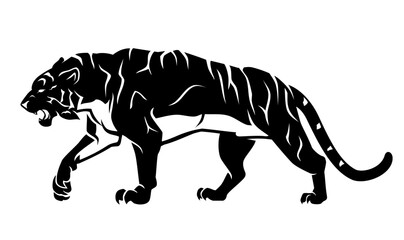Tiger Aggression Silhouette, Large Predator Cat Family