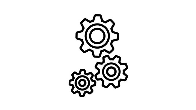 Rotating cog icon, Animated icon on transparent background, alpha channel included.