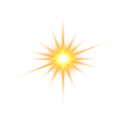 Obraz premium Golden glowing lights effects isolated on transparent background. Solar flare with beams and spotlight. Glow effect. Starburst with sparkles. PNG.