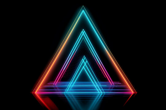 Abstract Neon Triangles. Generative AI © Image Innvoations