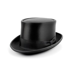 Stylish Black Top Hat: A Classic Elegance with Retro Flair - Isolated On A White Background: Generative AI