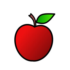 Red apple with green leaf, flat design vector icon. Healthy Fruit Symbol.