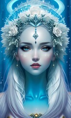 Beautiful woman. Goddess of Winter. (Created with Generative AI technology)