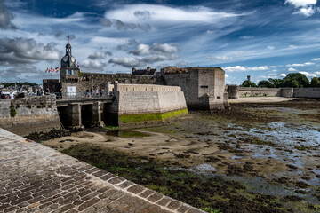 Harbor Of Ancient City Concarneau With Medieval Stronghold At The Finistere Atlantic Coast In...