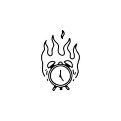 vector illustration of clock with fire concept