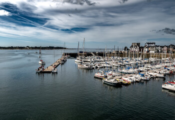 Fototapeta na wymiar Harbor Of Ancient City Concarneau With Medieval Stronghold At The Finistere Atlantic Coast In Brittany, France