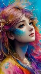 Young woman. Approach to Perfection. (Created with Generative AI technology)