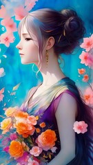 Young woman. Approach to Perfection. (Created with Generative AI technology)