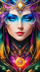 Young woman. Miss Galaxy. (Created with Generative AI technology)