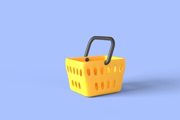 3d render. Shopping bags for customer buying or selling groceries supermarket store. icon sign realistic cartoon and shopping sale online concept. isolated on blue background.