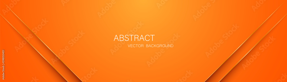 Poster Orange abstract background with golden glowing lines with free space for design.
