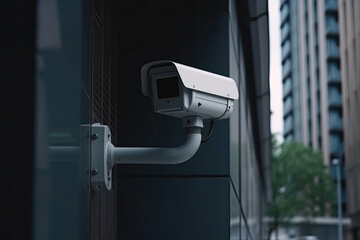 Fototapeta na wymiar Security camera on modern building. Professional surveillance cameras. Video equipment for safety system area control outdoor