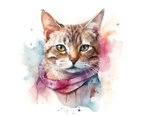 cute cat  portrait watercolor