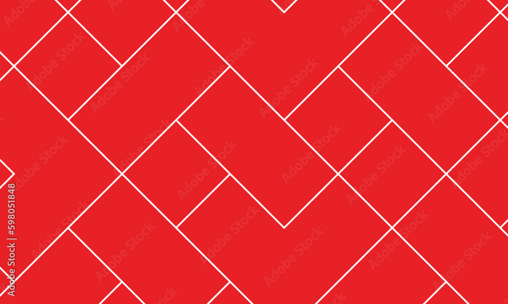 Poster abstract seamless polygonal rectangular line pattern with red bg.