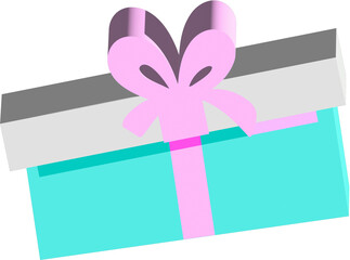 3D present box with pink bow