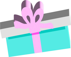 3D present box with pink bow