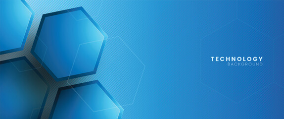abstract technology hexagonal concept vector background with blue light 