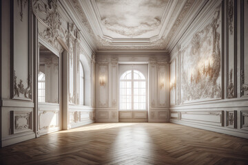 Fototapeta premium Minimalist and Sophisticated Empty Room with Decorative Panels