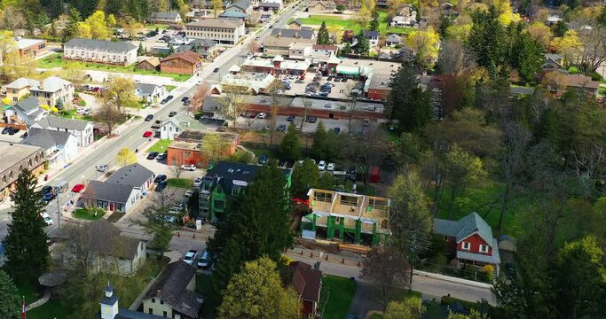 Aerial hyperlapse scene of Ancaster, Ontario, Canada in spring 4K