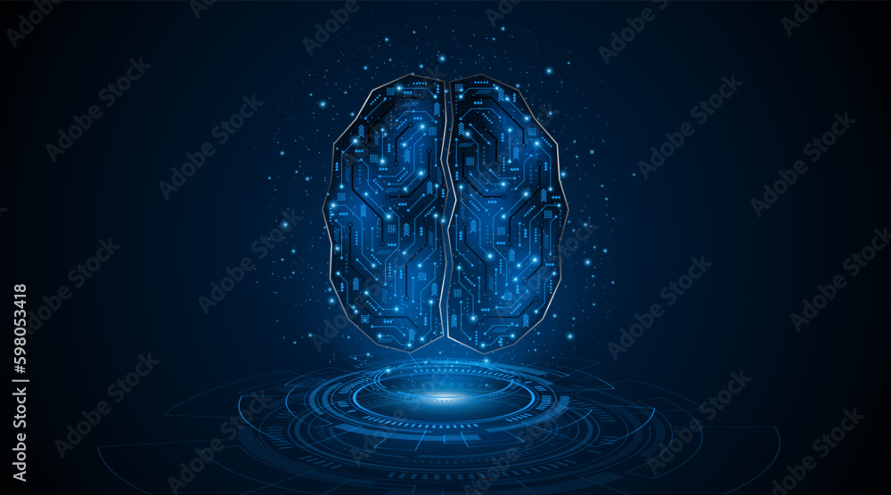 Leinwandbilder Circuit board of computer neural network or electronic artificial intelligence. Brain circuit technology. modern technology innovation concept background
