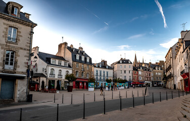 Narrow Street In The Medieval City Vannes At Morbihan Atlantic Coast In Brittany, France