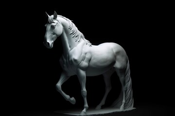 Obraz na płótnie Canvas The Majestic White Horse Illuminating the Night: Stunning Three-Dimensional Animal Sculpture, Perfect for Home Decoration or as an Artistic Toy: Generative AI