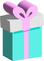 3D present box with pink bow