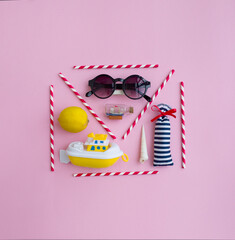 summer holidays  concept  background top view
