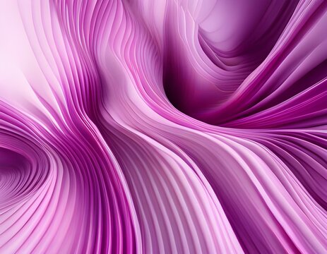Fashion background with curvy pink and violet translucent film ruffles layers and folds, modern abstract wallpaper, 3D rendering