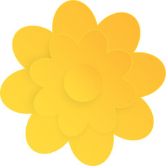 Yellow flower, Element of floral paper cut. Paper cut of flower shape. Icon of valentine day, gift, ornament, love and spring symbol. Illustration of floral.