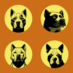 pit bull logo animals silhouette symbols collection vector illustration