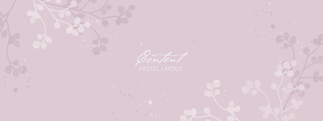 Lilac pastel floral background. Minimalist design for beauty, cosmetics, skin care or wedding.
