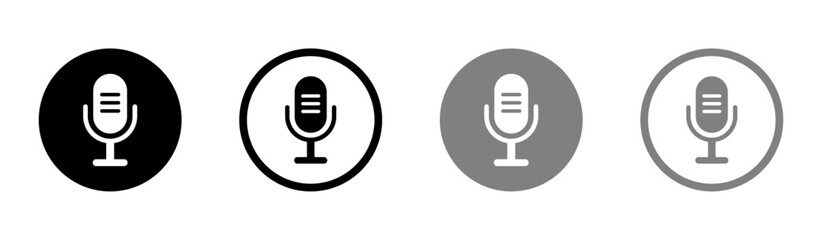 Microphone vector icons set. Voice icon symbol buttons collection