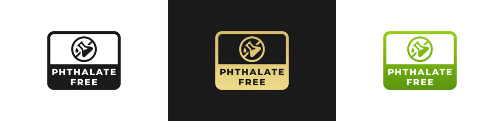 Phthalates free label or Phthalate free sign vector isolated in flat style. Best Phthalate free label vector for product packaging design element. Phthalates free sign for packaging design element.