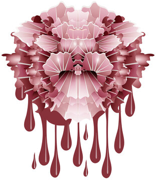 abstrakte rosafarbene Nelke mit Dripping Effect