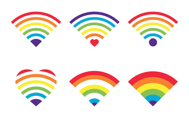 Set sign symbol WIFI icon wireless network zone for LGBT signal indicator