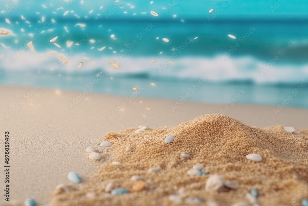 Poster sand dune on a beach with blue sky in the background. generative ai generative ai